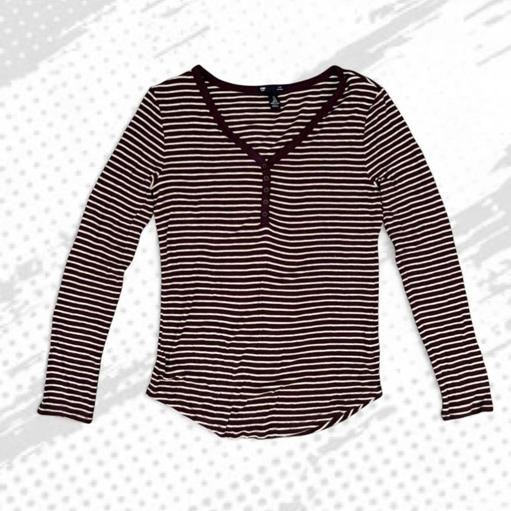 GAP Black and White Striped Long Sleeve Tee